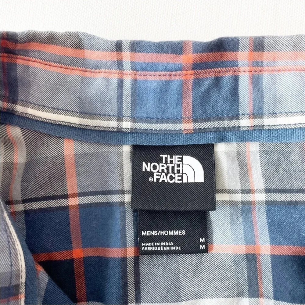 The North Face Men's Plaid Button Up Casual Shirt Blue Gray Medium